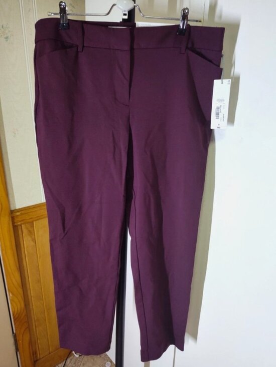 Liz Claiborne Pants - NWT Liz Claiborne Emma Purple Ankle Pants Size 12 Slim Tapered Stretch Zip
